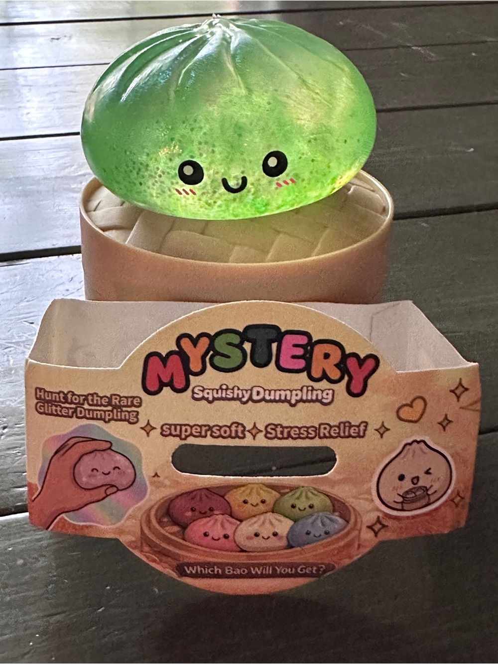 Squishy Dumpling - Green Glitter Stress Relief Toy